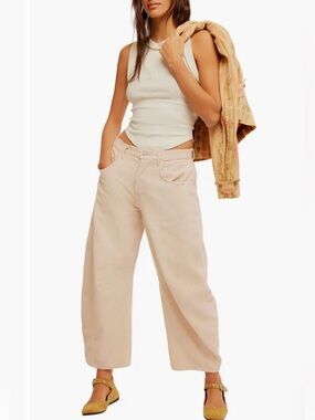 Free People We The Free Good Luck Mid Rise Barrel Corduroy Pants 26 NWT